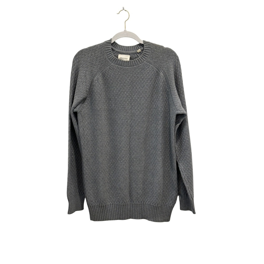 Billy Reid Mens Grey Textured Cotton Crewneck Raglan Sweater Size Large